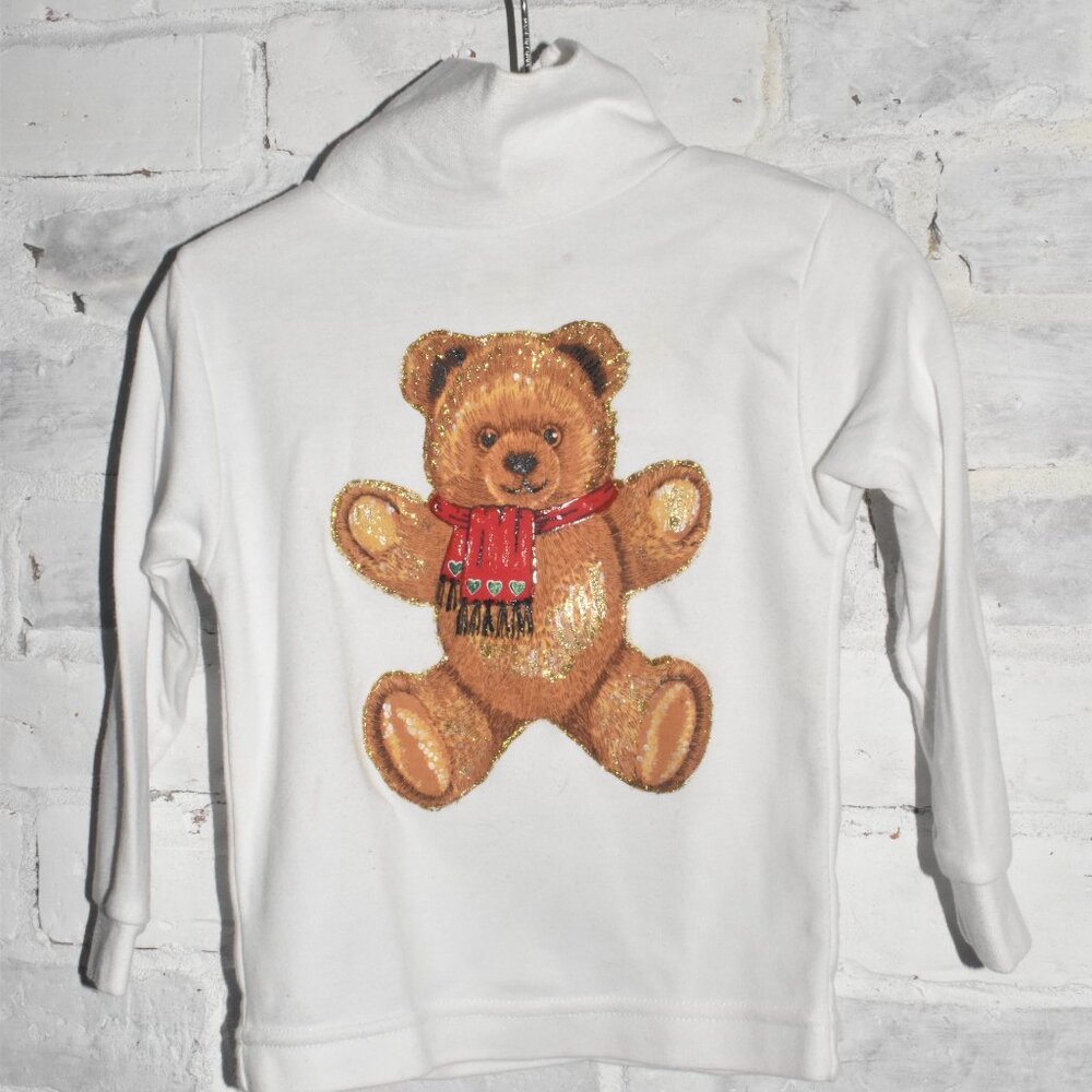 Vintage Holiday Glitter Teddy Bear Kids Closet Turtleneck Size 18 Months - Picture 4 of 6